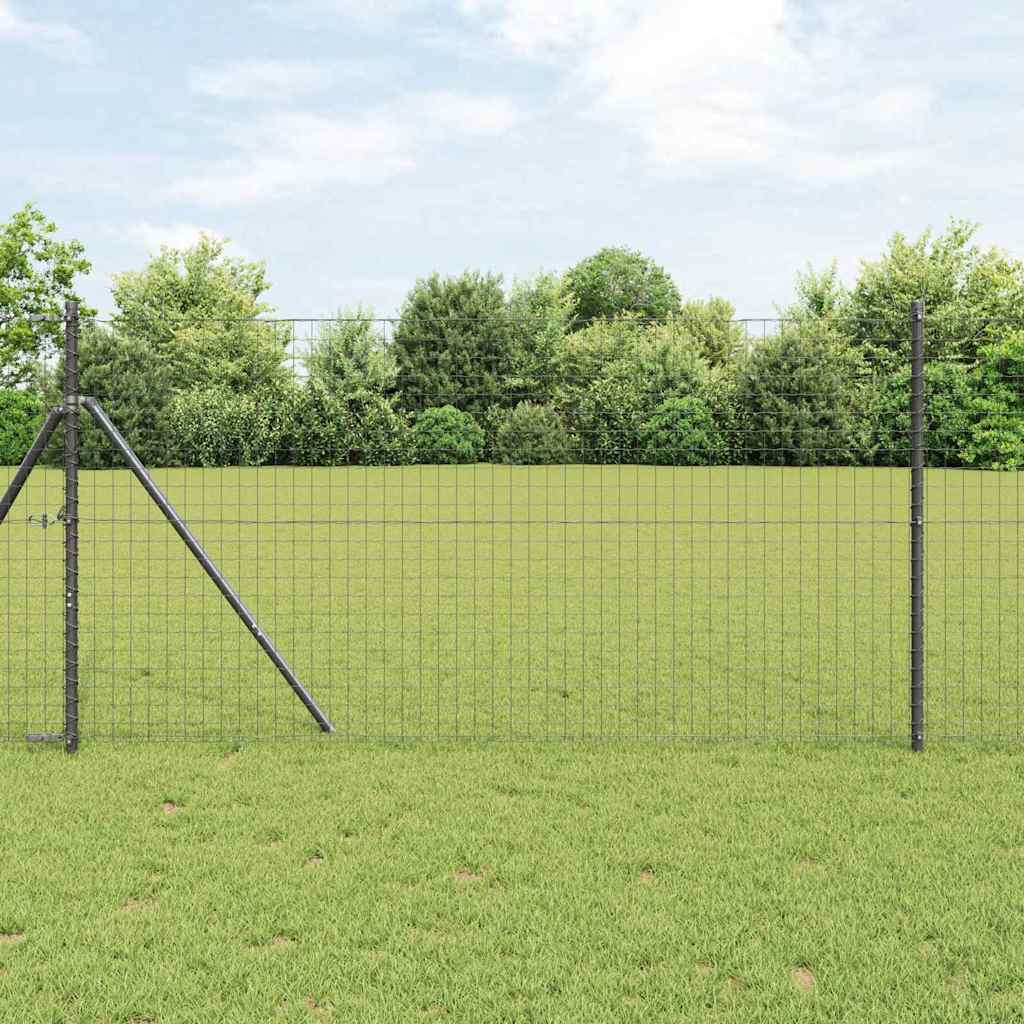 vidaXL Ευρωπαϊκή Στήριξη Φράχτη 25 x 1 m PVC-Επικαλυμμένο Ατσάλι Γκρι