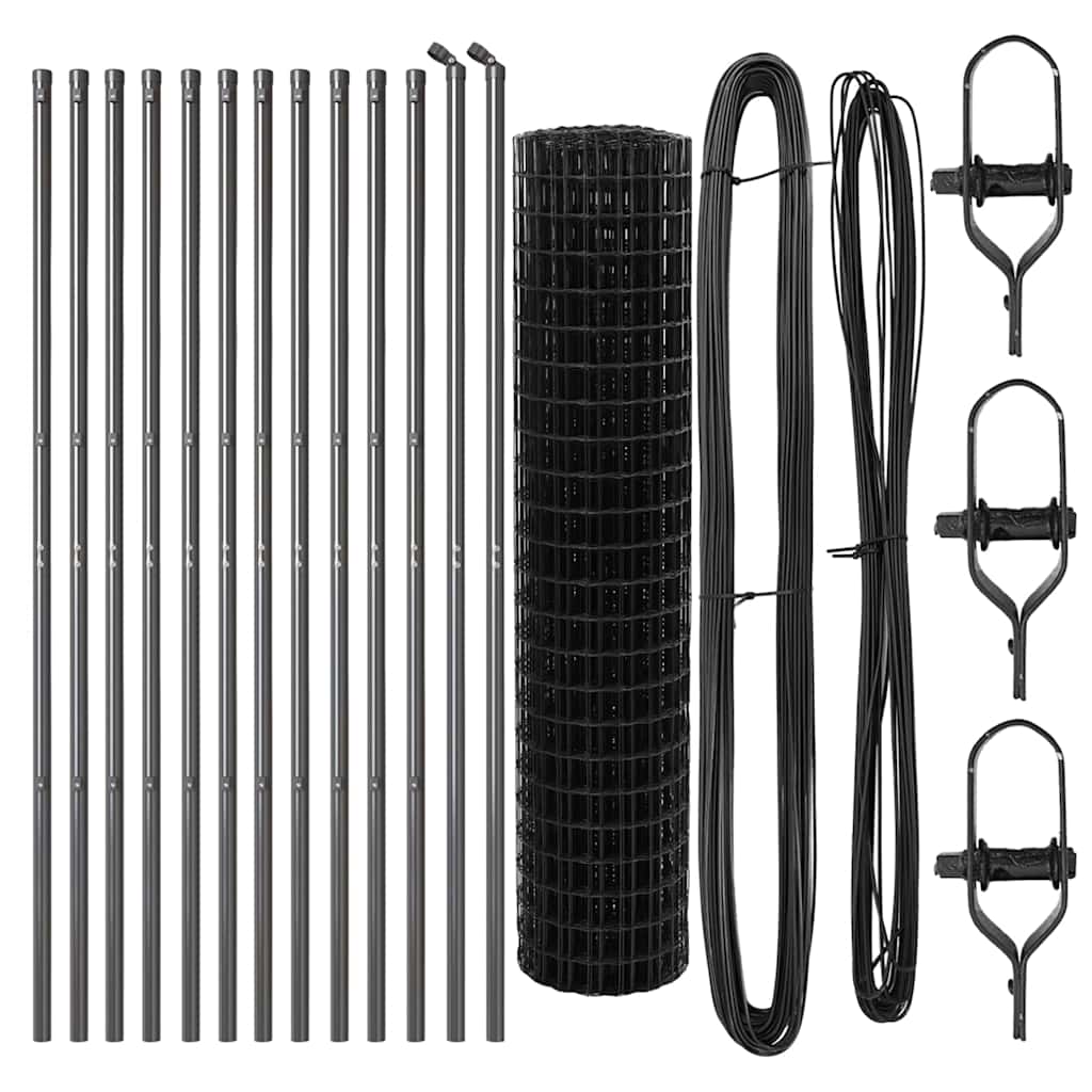 vidaXL Euro Fence με 13 Πόλους 1x25 μ Γαλβανισμένος Χάλυβας Γκρι