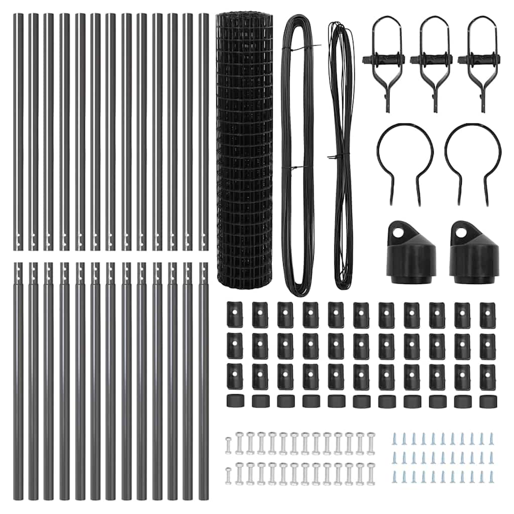 vidaXL Euro Fence με 13 Πόστα 1x25μ Γαλβανισμένος Χάλυβας Γκρι