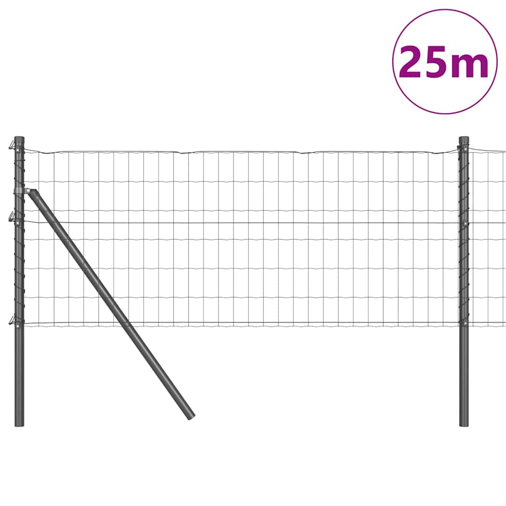 vidaXL Euro Fence με 13 Πόλους 0.4x25 μ Γαλβανισμένος Χάλυβας Γκρίζος