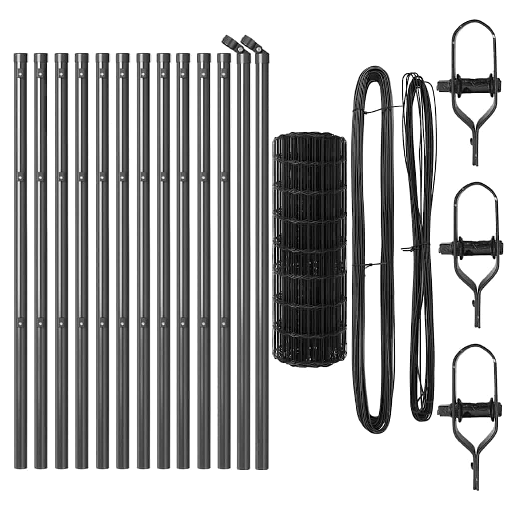 vidaXL Euro Fence με 13 Στυλίδια 0.6x25 μ Γαλβανισμένος Χάλυβας Γκρι