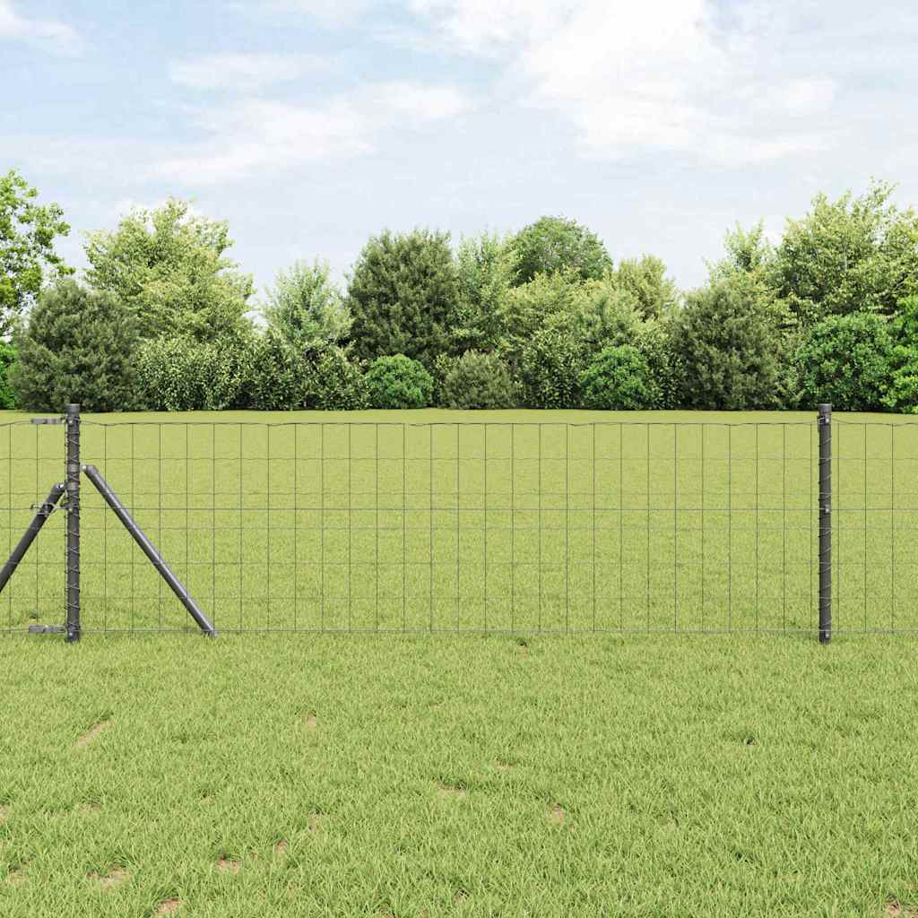 vidaXL Euro Fence με 13 Στυλώματα 0.8x25 μ Γαλβανισμένος Χάλυβας Γκρι
