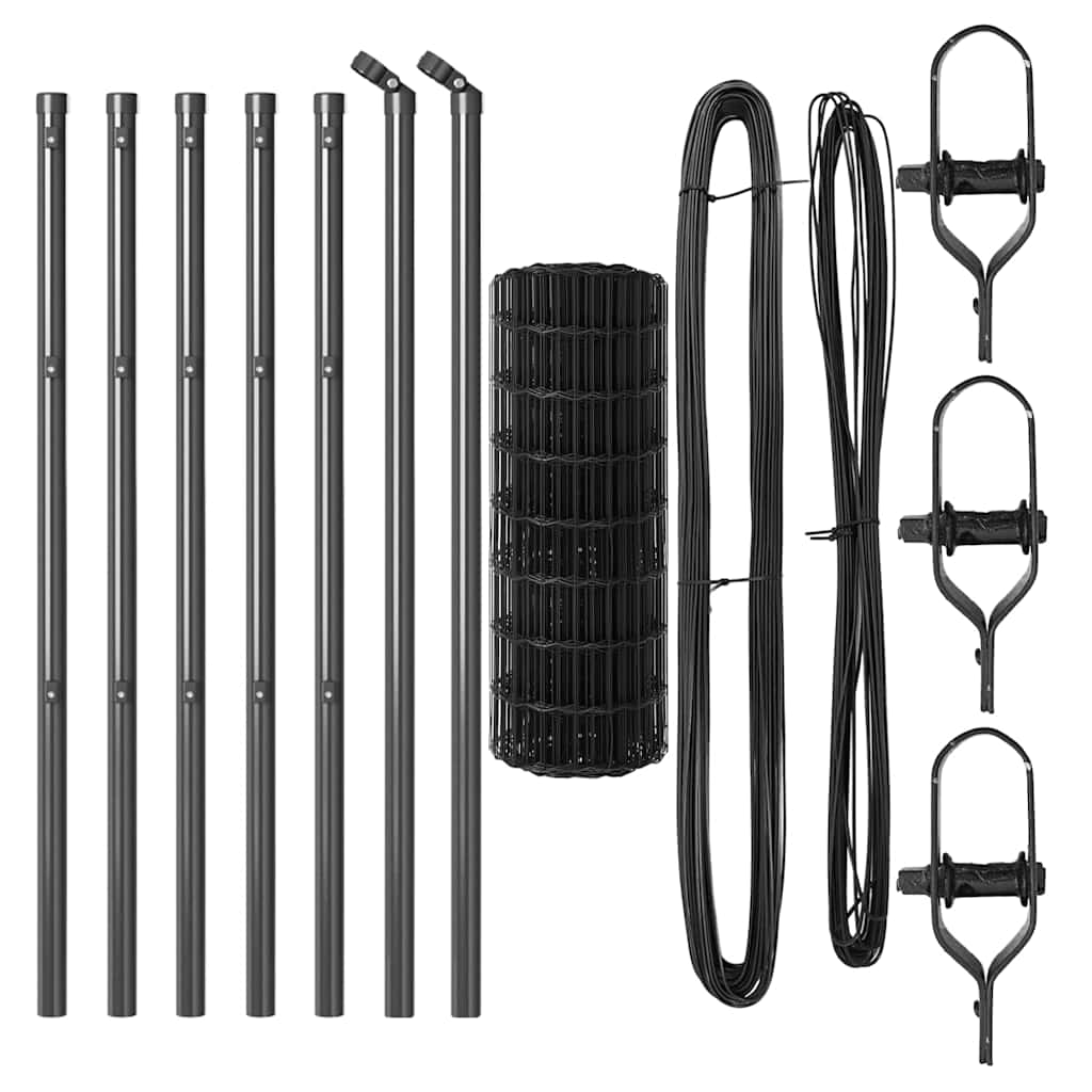 vidaXL Euro Fence με 13 Στυλώματα 0.8x25 μ Γαλβανισμένος Χάλυβας Γκρι