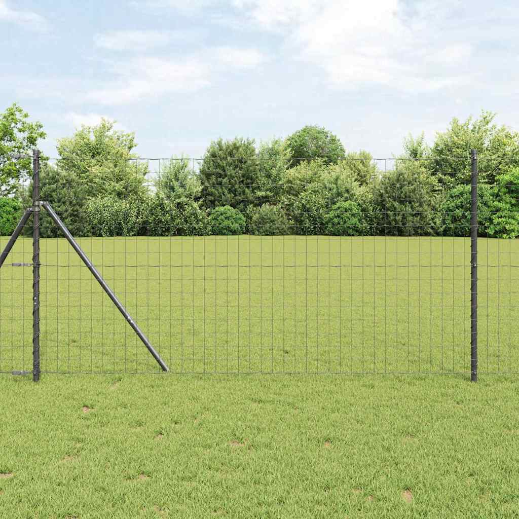 vidaXL Euro Fence με 7 στύλους 1x10 μ γαλβανισμένο ατσάλι γκρι