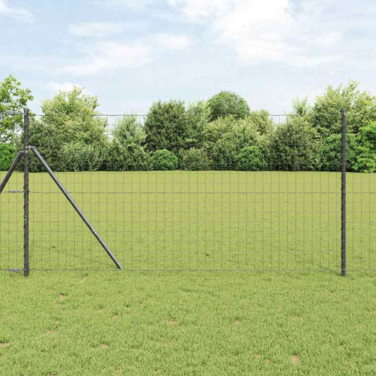 vidaXL Euro Fence με 7 στύλους 1x10 μ γαλβανισμένο ατσάλι γκρι