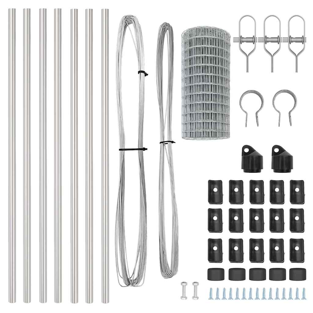 vidaXL Ευρωπαϊκή Περίφραξη με 7 Στυλίες 0.6x10 μ Γαλβανισμένο Ατσάλι