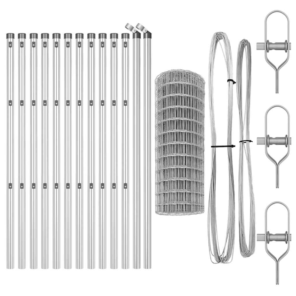 vidaXL Ευρωπαϊκός Φράχτης με 13 Πόλους 0.6x25 μ Γαλβανισμένος Χάλυβας