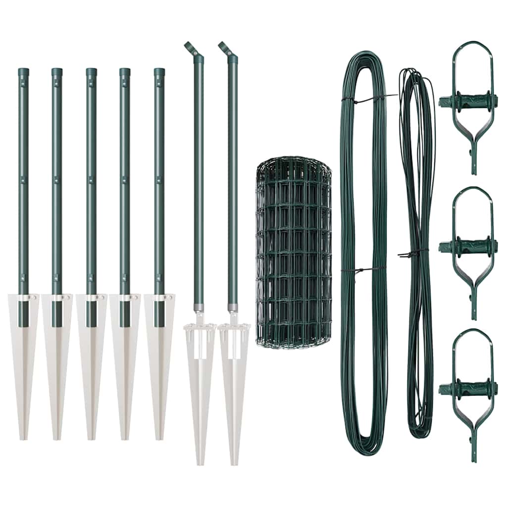 vidaXL Ευρωπαϊκή Πέραση με 7 στήλες αγκίστρων 0.8x10 μ Γαλβανισμένο ατσάλι πράσινο