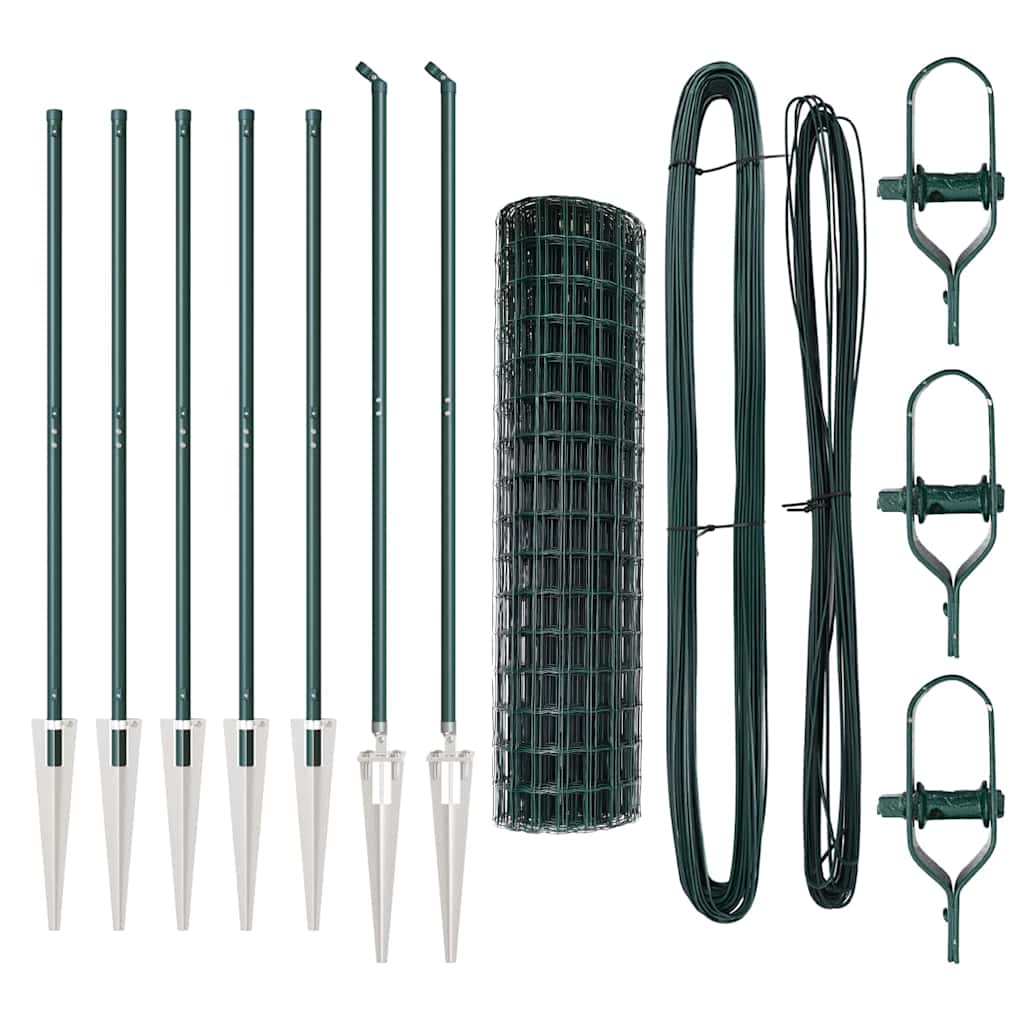 vidaXL Euro Fence με 7 Σκαντζόχοιρους 1x10 μ Γαλβανισμένο Ατσάλι Πράσινο