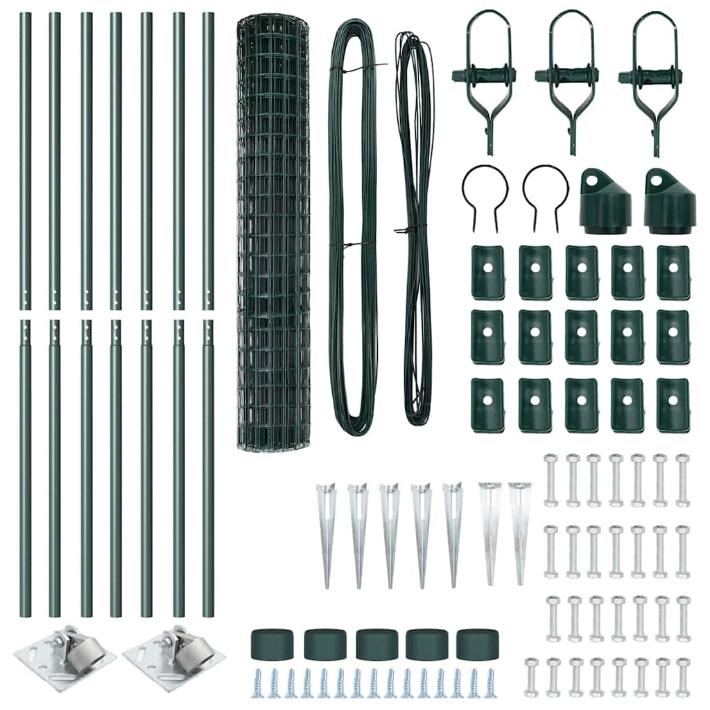 vidaXL Euro Fence με 7 σπονδυλωτά πόδια 1.5x10 μ Γαλβανισμένο Μέταλλο Πράσινο