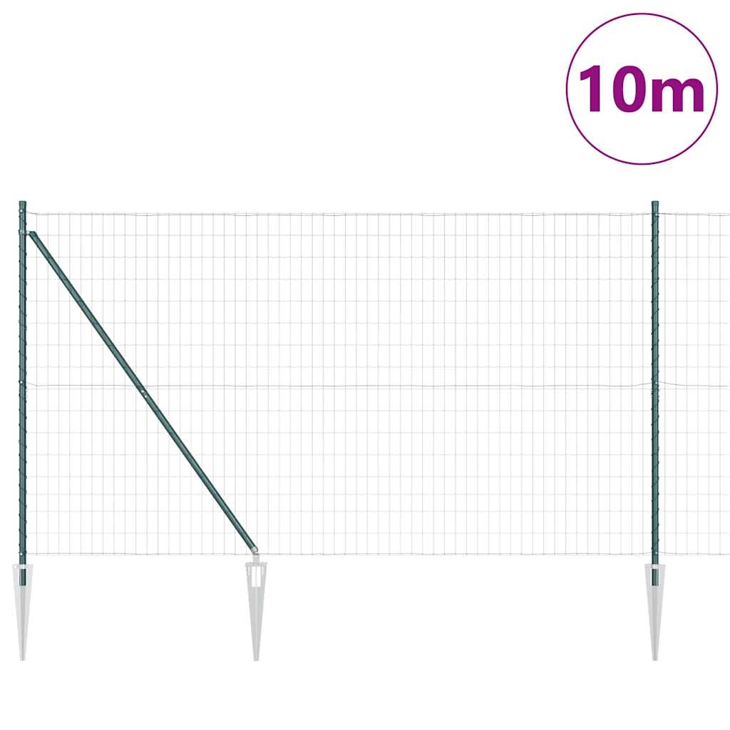 vidaXL Euro Fence με 7 σπονδυλωτά πόδια 1.5x10 μ Γαλβανισμένο Μέταλλο Πράσινο