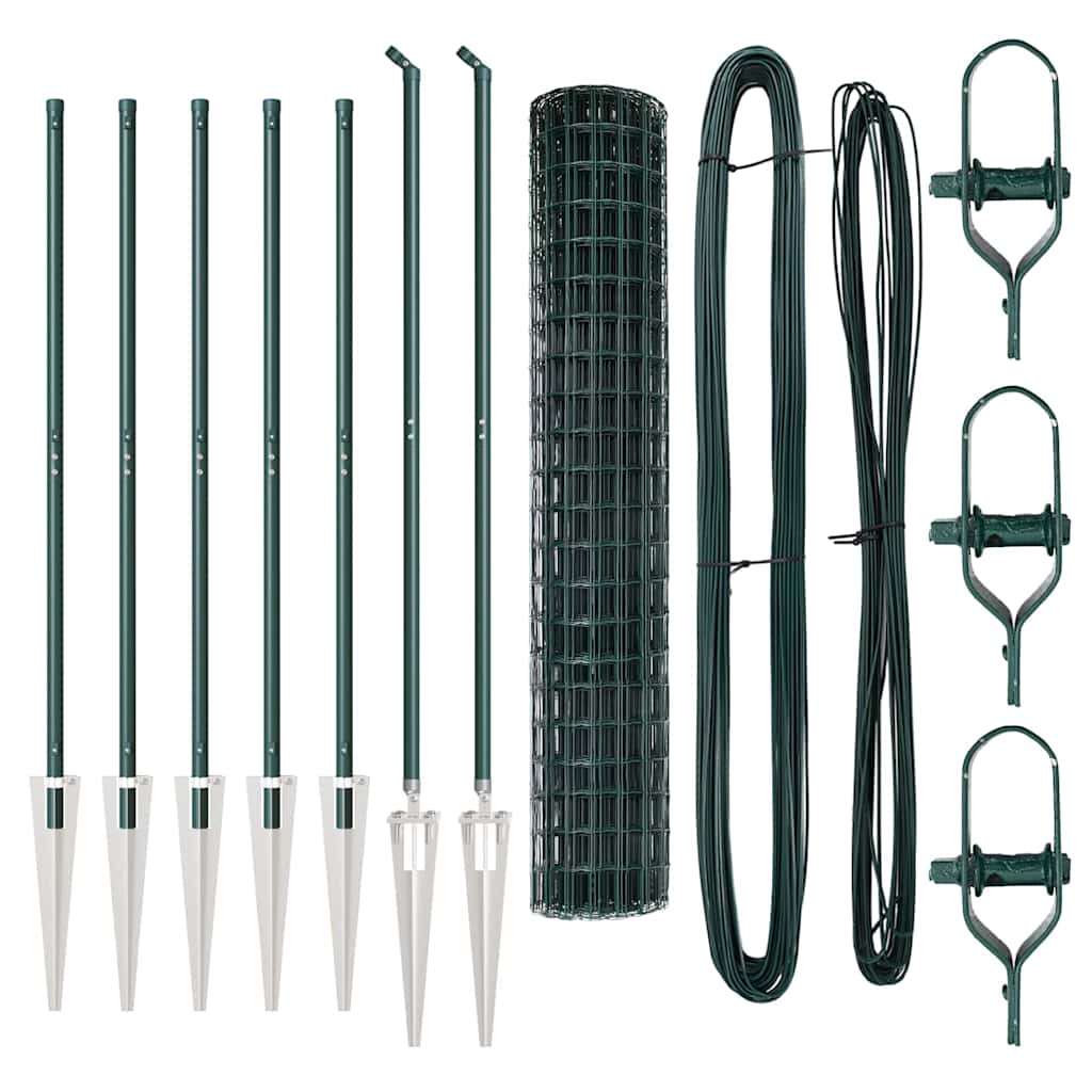 vidaXL Euro Fence με 7 στήλες Σπυρίδων 1.6x10 μ Γαλβανισμένος Χάλυβας Πράσινος