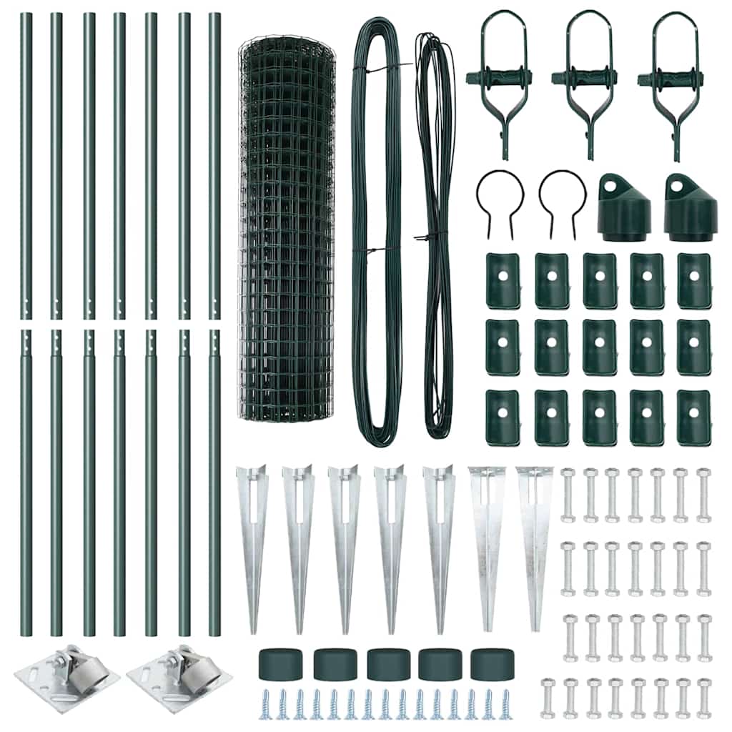 vidaXL Euro Fence με 7 Σπηλιές 1.4x10 μ Γαλβανισμένος Ατσάλινος Πράσινος