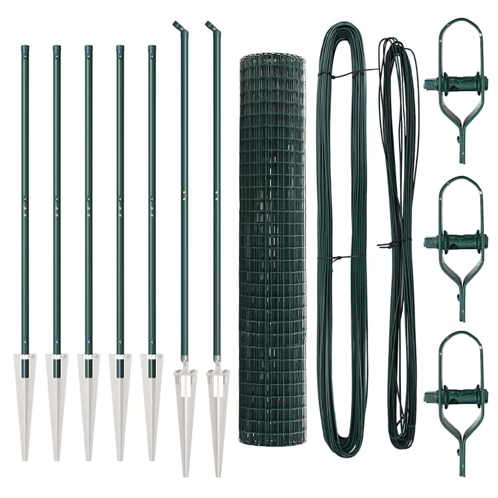 vidaXL Euro Fence με 7 Στηρίγματα 1.5x10 μ Γαλβανισμένο Ατσάλι Πράσινο