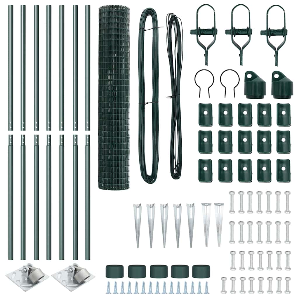 vidaXL Ευρωπαϊκό φence με 7 κοχλιωτούς πόδες 1.6x10 μ Γαλβανισμένο Μέταλλο Πράσινο