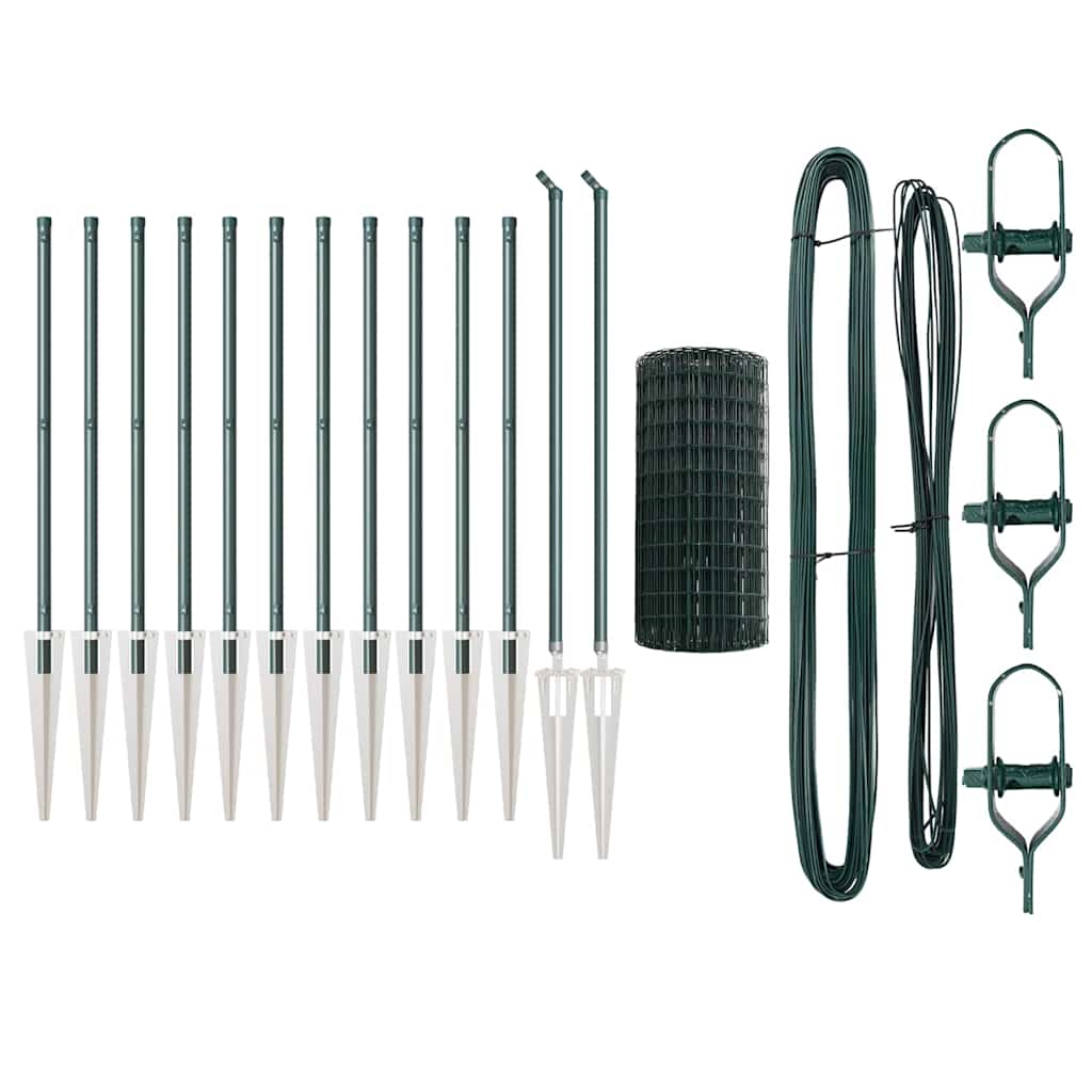 vidaXL Euro Fence με 13 Μεταλλικούς Στύλους 0.4x25 μ Γαλβανισμένος Σίδηρος Πράσινος