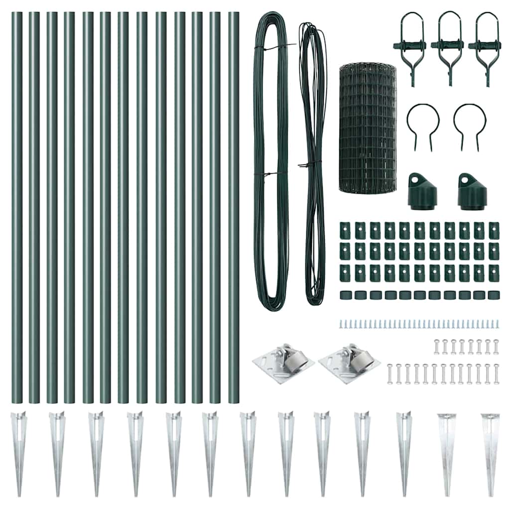 vidaXL Φράχτης με 13 άγκιστρα 0.8x25 μ Γαλβανισμένος Ατσάλι Πράσινος