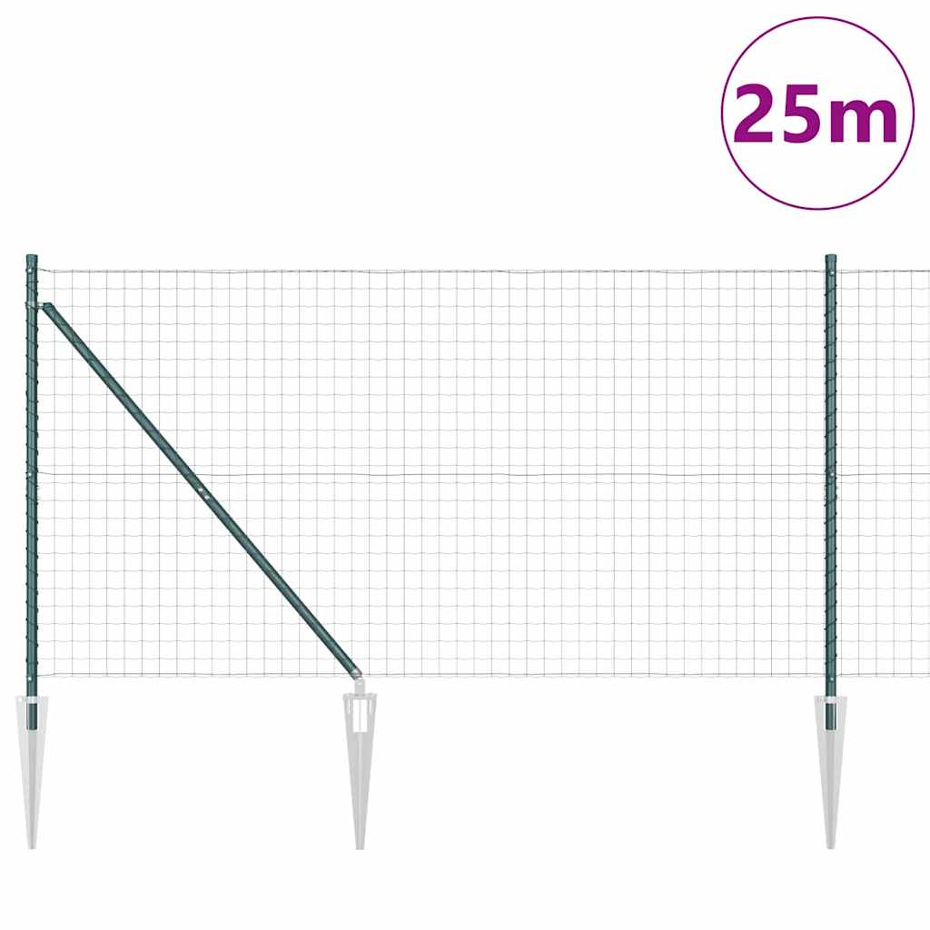 vidaXL Euro Fence με 13 Σπονδυλωτούς Πόλους 1x25 μ Γαλβανισμένο Χάλυβα Πράσινο
