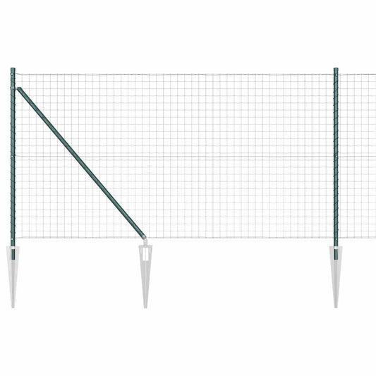 vidaXL Euro Fence με 13 σιδερένιους πασσάλους 1,2x25 μ Γαλβανισμένος Χάλυβας Πράσινος