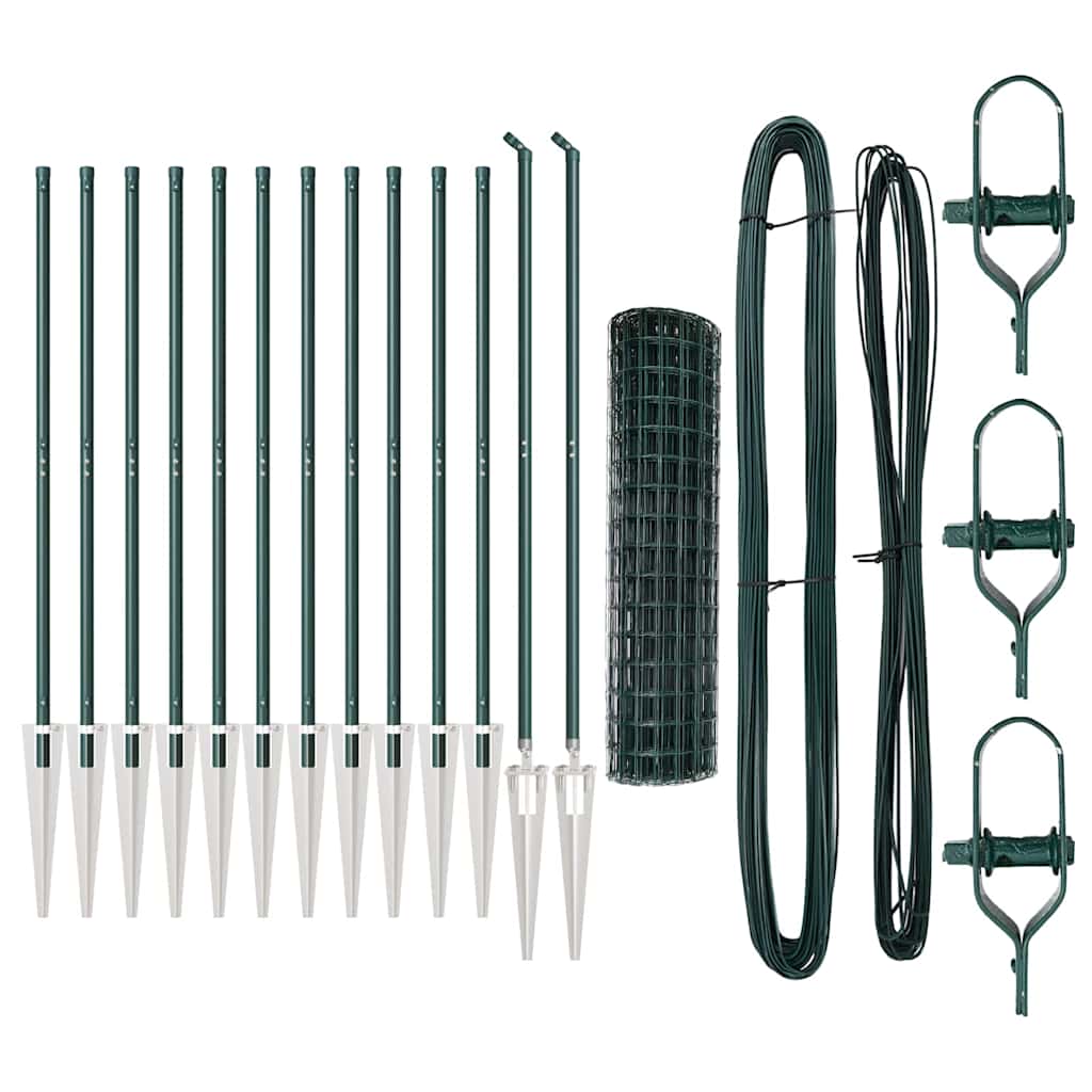 vidaXL Ευρωπαϊκή περίφραξη με 13 προεξέχοντες πάσσαλους 1.2x25 μ Γαλβανισμένος χάλυβας Πράσινο