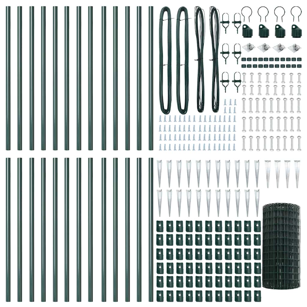 vidaXL Ευρωπαϊκός Φράχτης με 13 Στηρίγματα 0.6x50 μ Γαλβανισμένος Σίδηρος Πράσινος