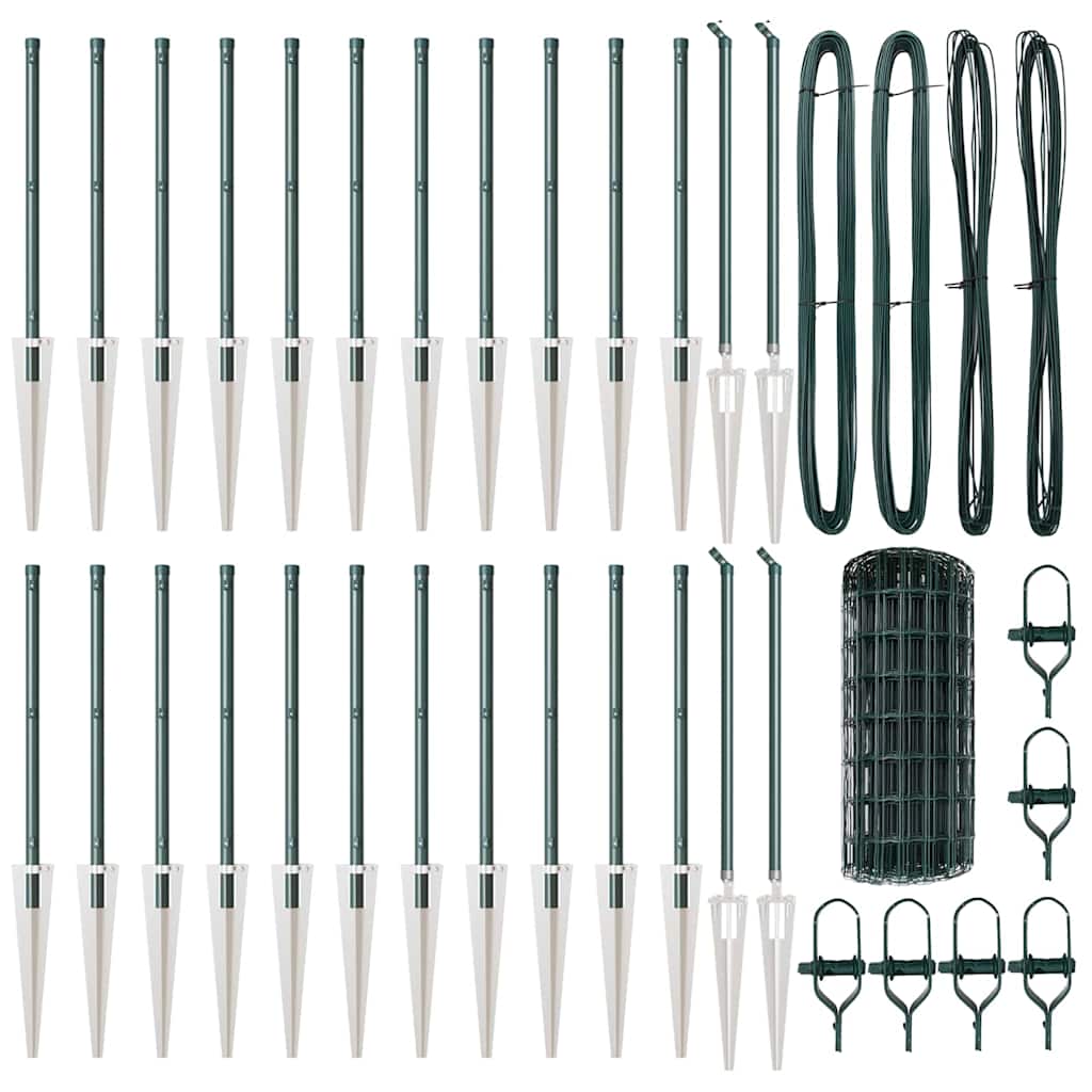 vidaXL Euro Fence με 13 Στηρίγματα 0.6x50 μ Γαλβανισμένος Χάλυβας Πράσινος