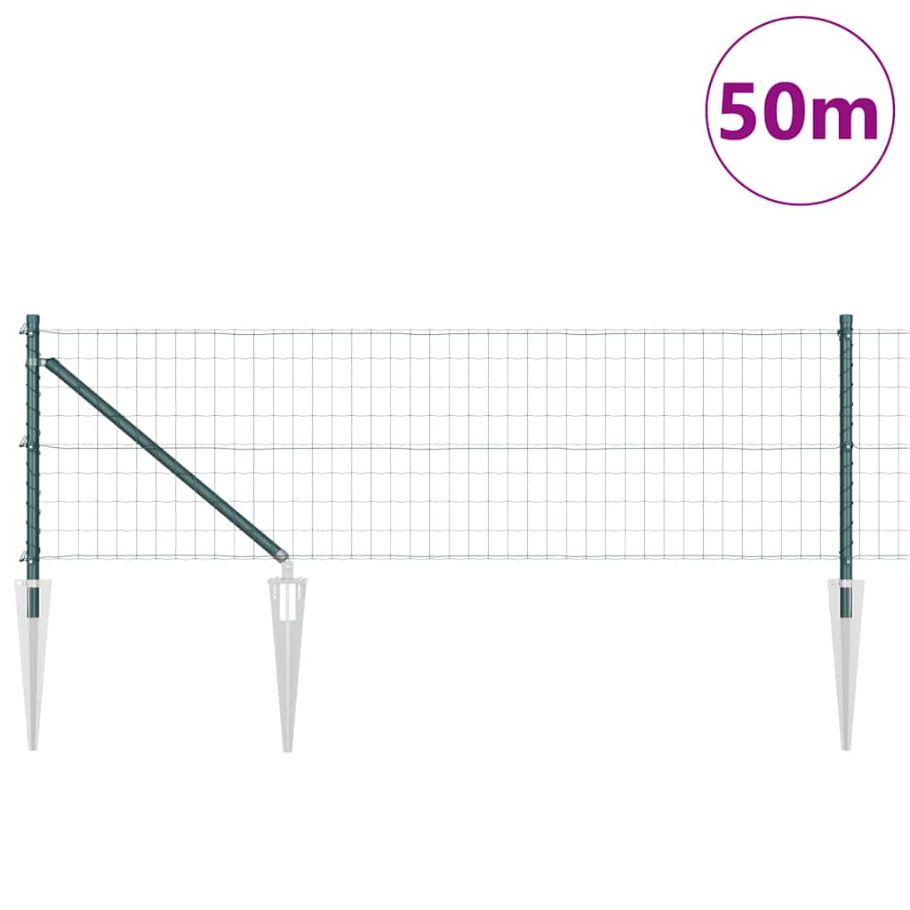 vidaXL Euro Fence με 13 Στηρίγματα 0.6x50 μ Γαλβανισμένος Χάλυβας Πράσινος