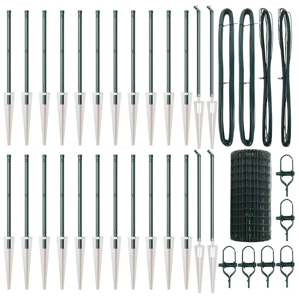 vidaXL Ευρωπαϊκή περίφραξη με 13 Σαπούνια 0.6x50 μ Γαλβανισμένος Χάλυβας Πράσινος