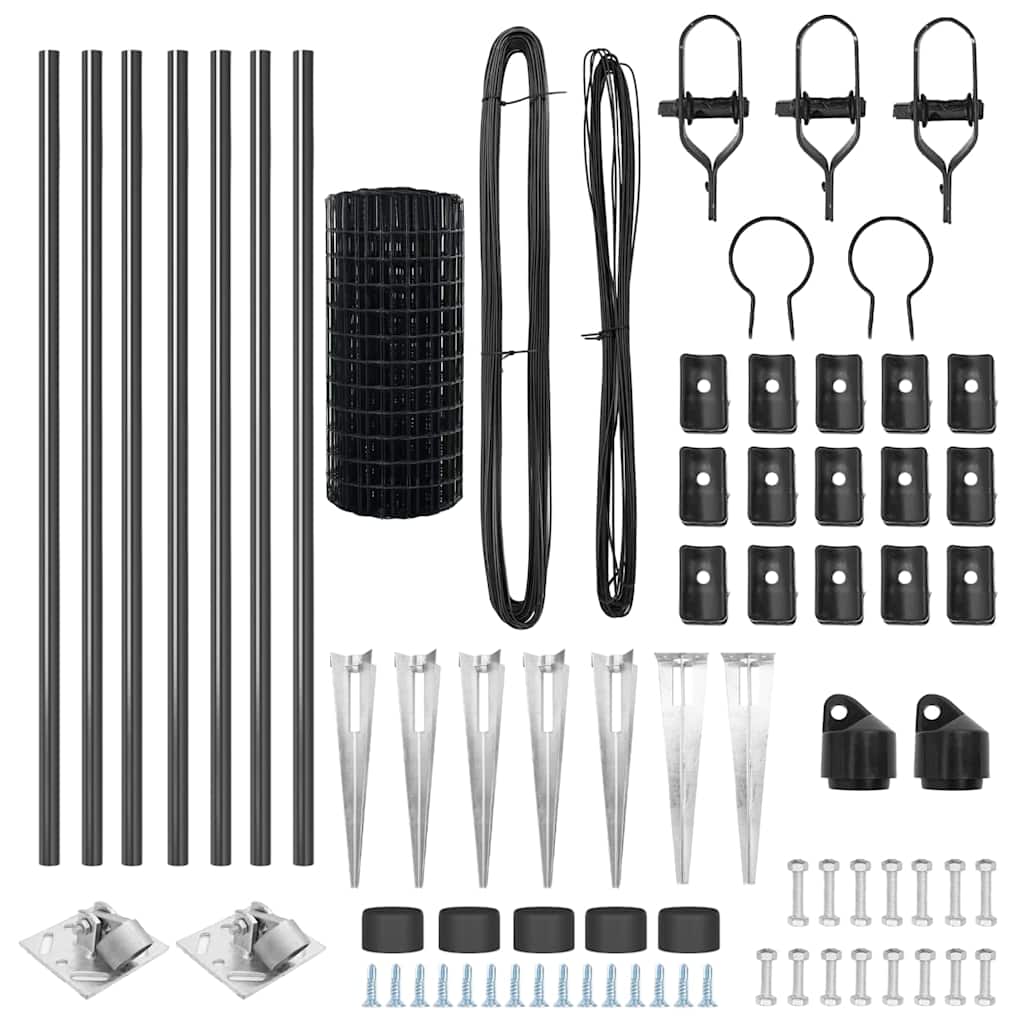 vidaXL Ευρωπαϊκός Φράχτης με 7 Άκρες Πέλματος 0.8x10 μ Γαλβανισμένος Χάλυβας Γκρι