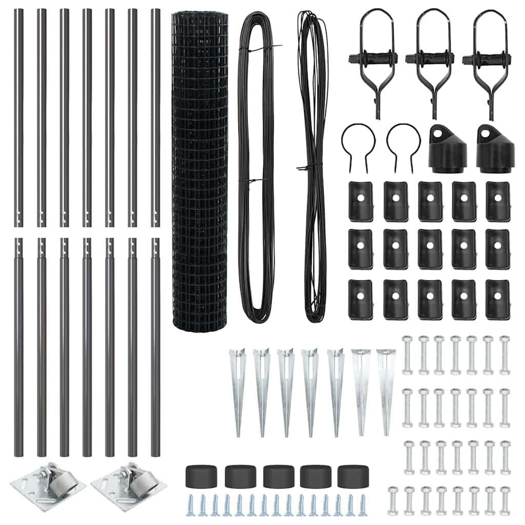 vidaXL Euro Fence με 7 Στελέχη 1.6x10 μ Γαλβανισμένος Χάλυβας Γκρι