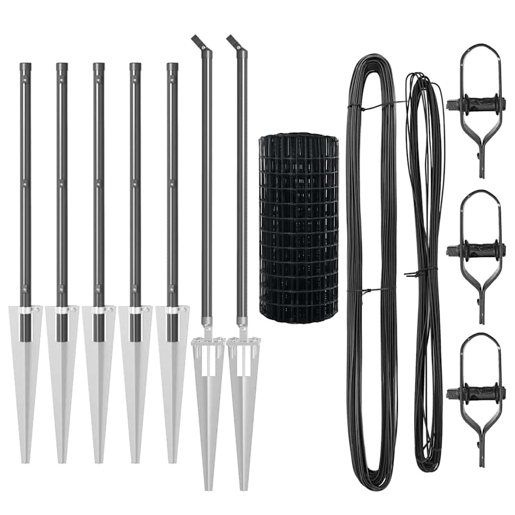 vidaXL Euro Fence με 7 Ήλους Στήριξης 0.8x10 μ Γαλβανισμένο Μέταλλο Γκρι