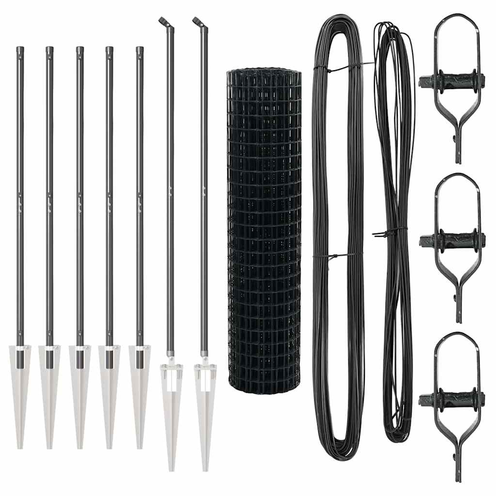 vidaXL Euro Fence με 7 Στερεά Πόδια 1.4x10 μ Γαλβανισμένος Χάλυβας Γκρι