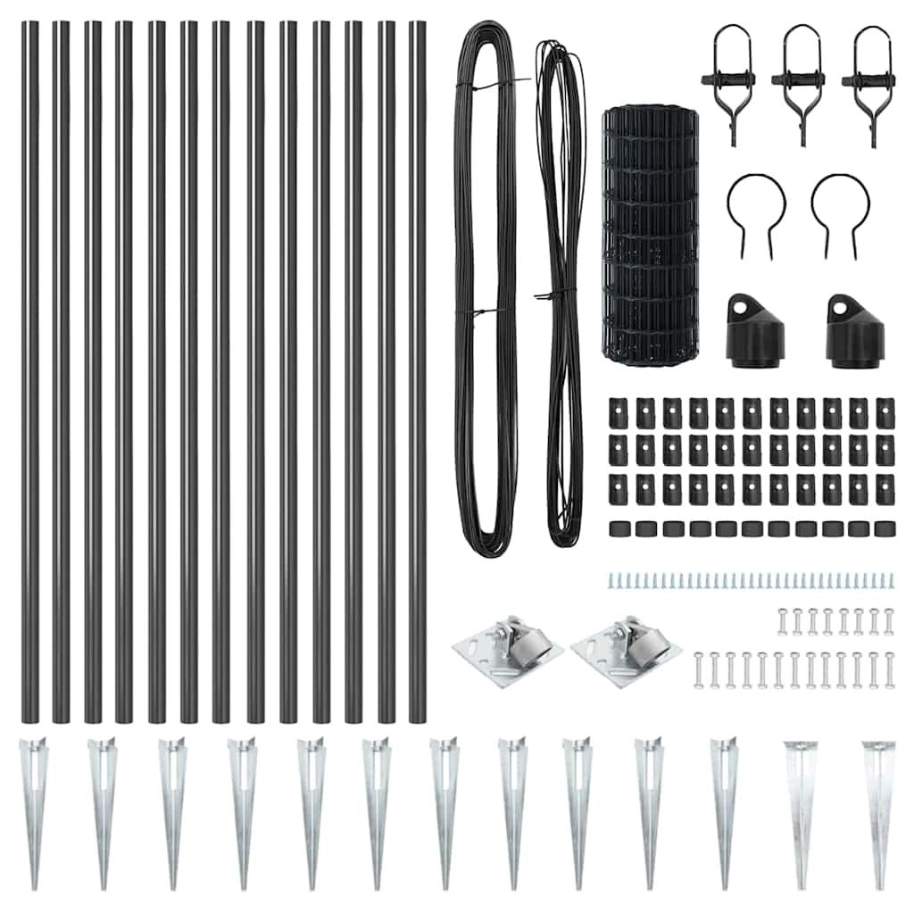 vidaXL Ευρωπαϊκός Φράχτης με 13 Σημεία Στήριξης 0.8x25 μ Γαλβανισμένος Χάλυβας Γκρι