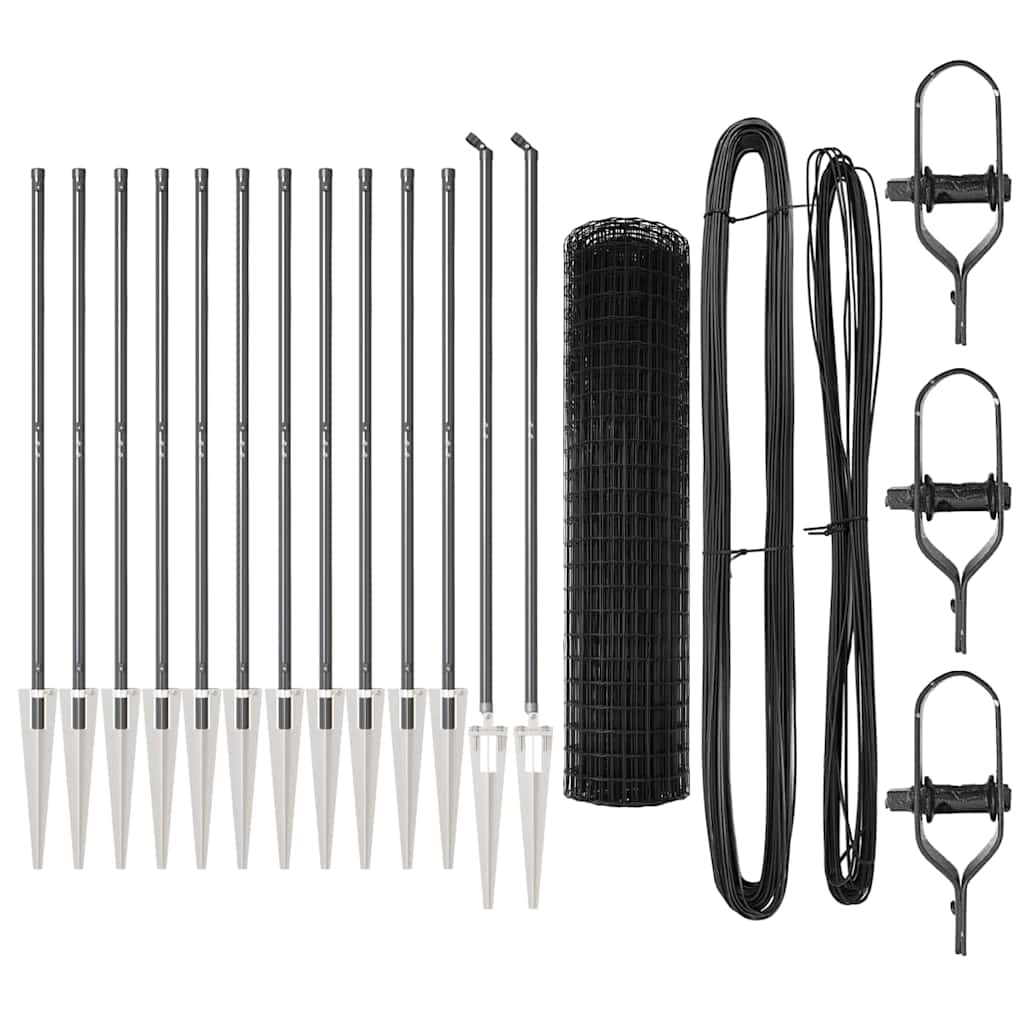 vidaXL Euro Fence με 13 Στεφάνια 1.2x25 μ Γαλβανισμένος Χάλυβας Γκρι