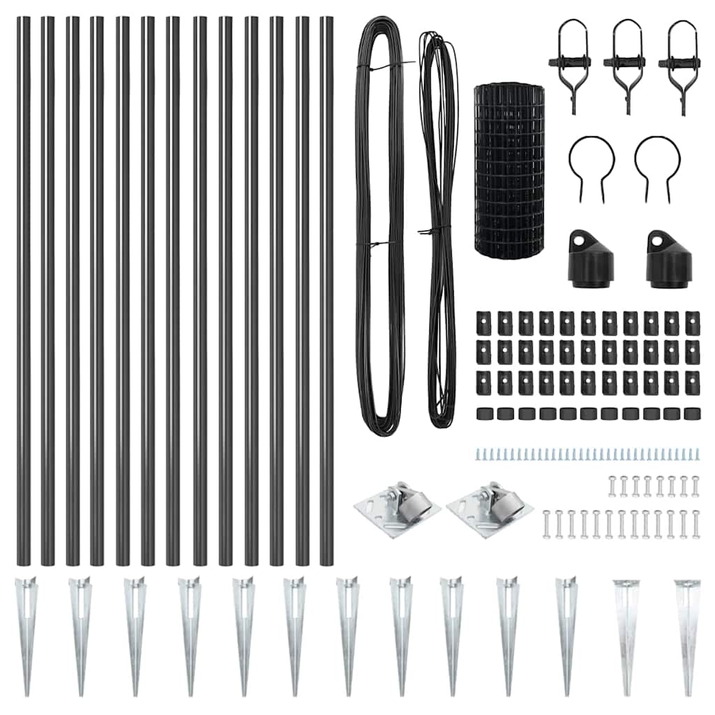 vidaXL Euro Fence με 13 Σημεία Πόστα 0.4x25 μ Γαλβανισμένος Χάλυβας Γκρι