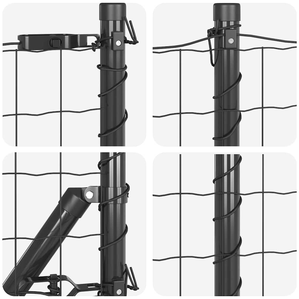 vidaXL Euro Fence με 13 Βύσματα 0.6x50 μ. Γαλβανισμένο Ατσάλι Γκρι