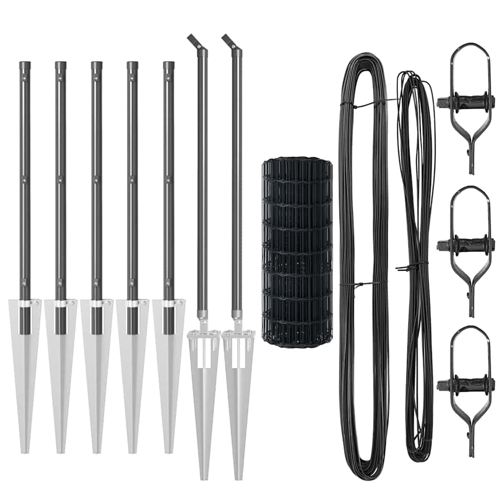 vidaXL Euro Fence με 7 Στερέωση Στερεώματος 0.8x10 μ Γαλβανισμένο Μέταλλο Γκρι