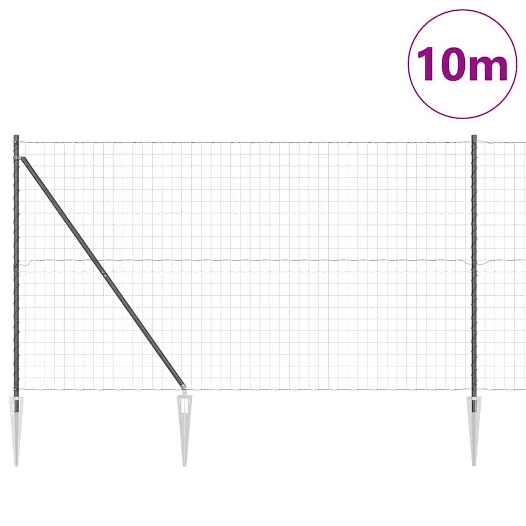 vidaXL Euro Fence με 7 Στελέχη 1.5x10 μ Γαλβανισμένος Χάλυβας Γκρι