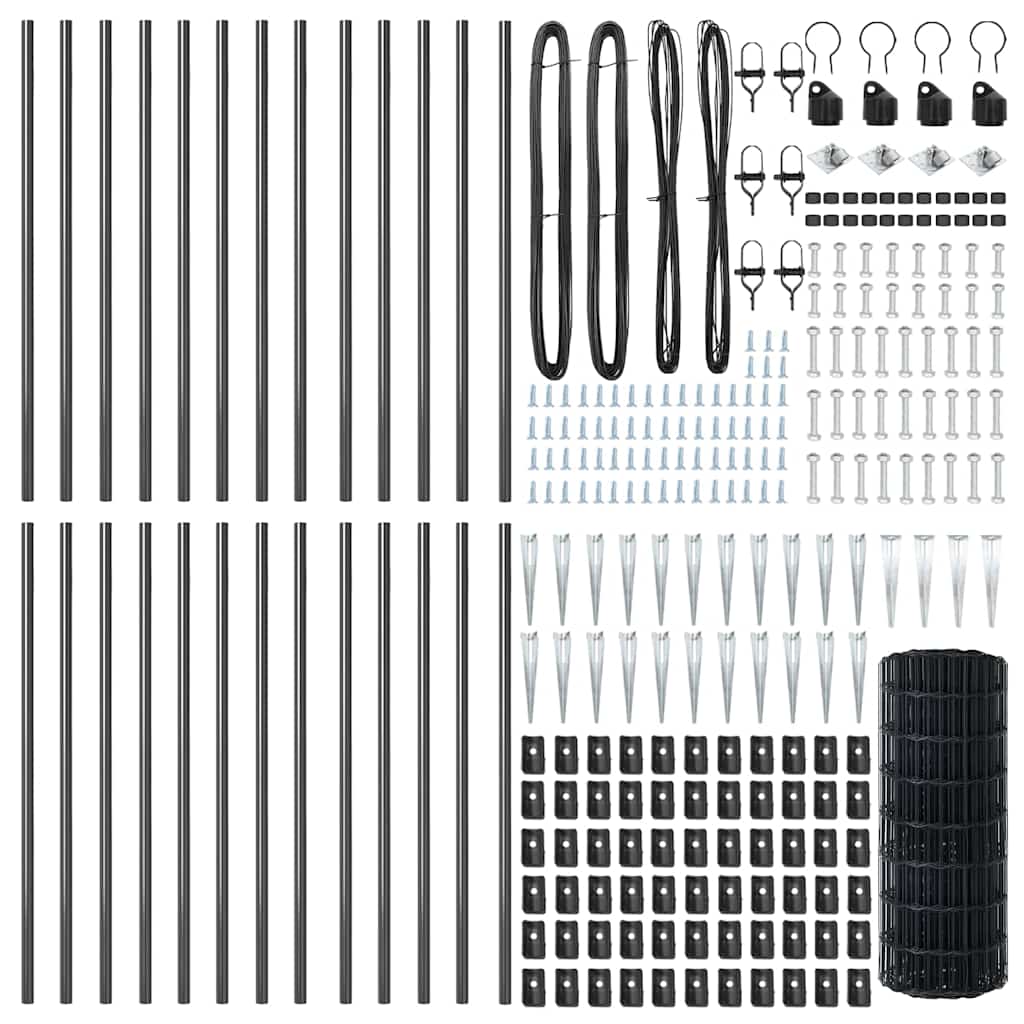 vidaXL Euro Fence με 13 στήλες φράχτη 0.4x50 μ. Γαλβανισμένο μέταλλο Γκρι