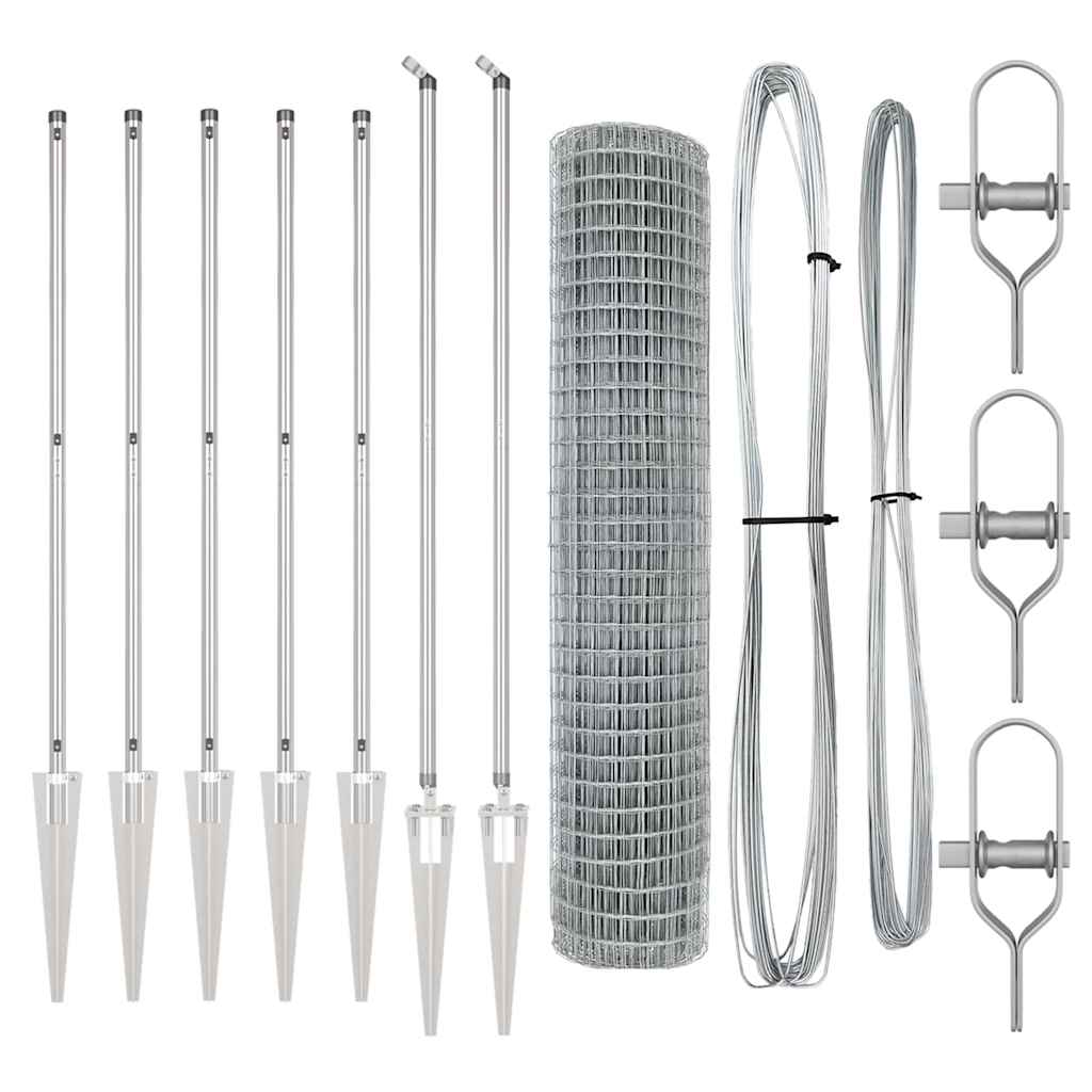 vidaXL Φράχτης Euro με 7 Στήλες 1.6x10 μ Γαλβανισμένο Ατσάλι
