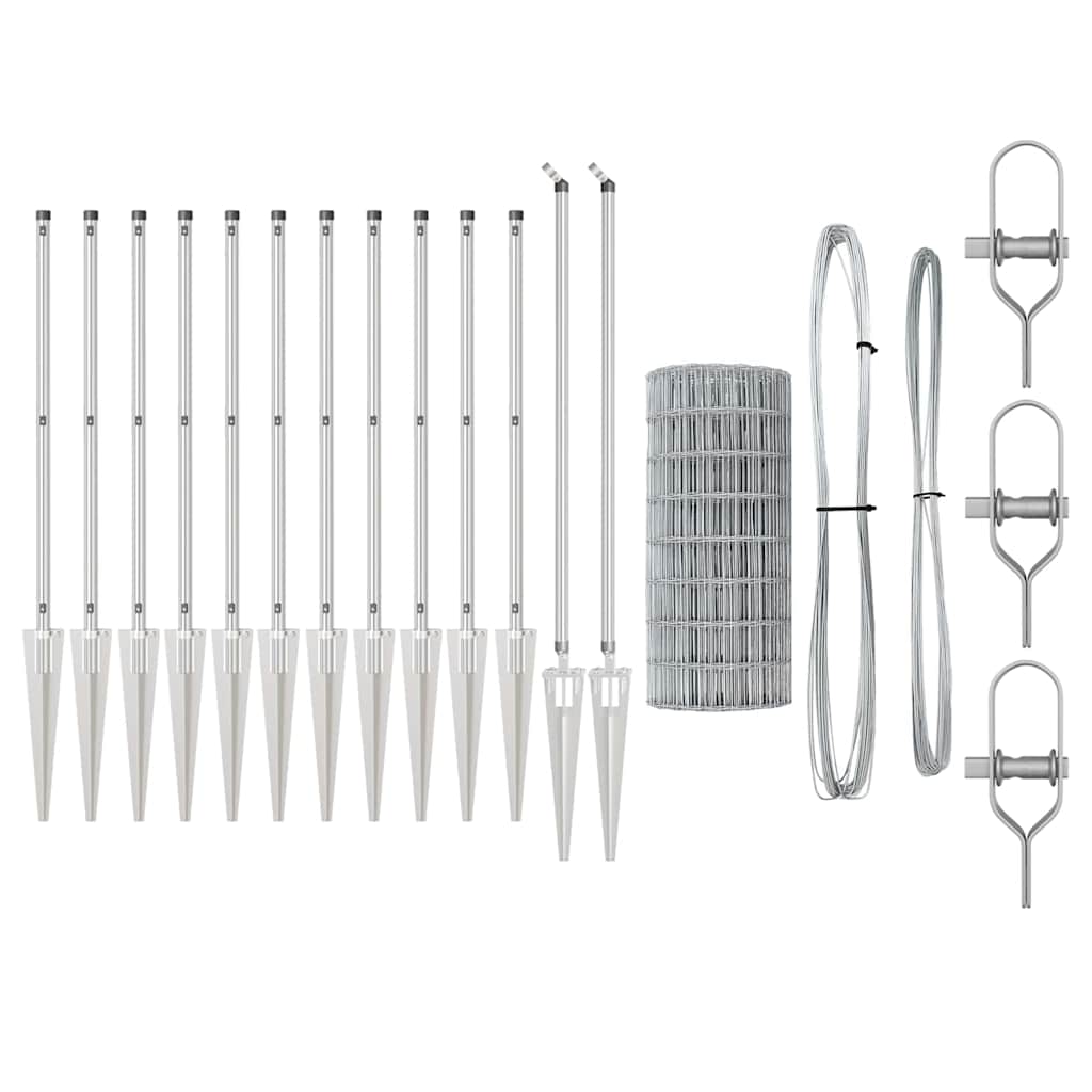 vidaXL Euro Fence με 7 Στηρίγματα Σπικάλ 1x10 μ Γαλβανισμένος Χάλυβας