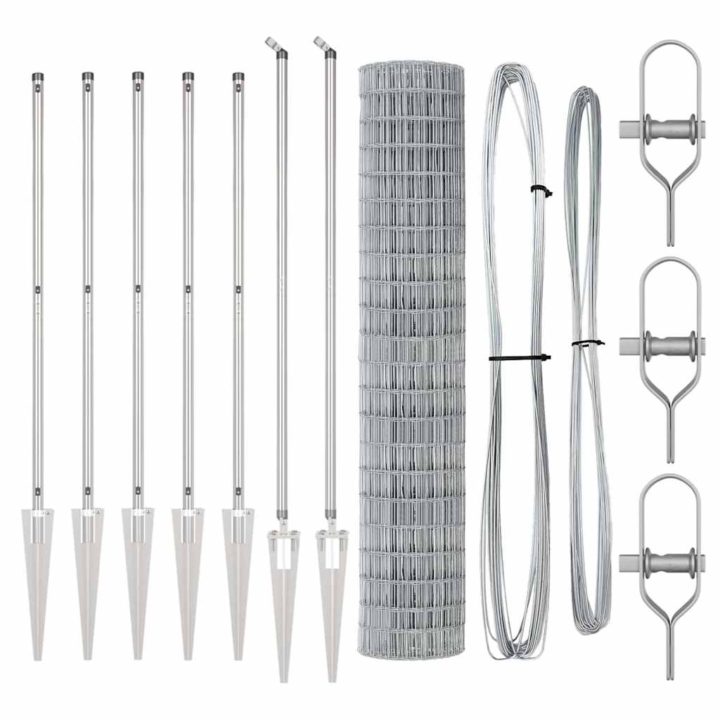 vidaXL Euro Fence με 7 στήλες 1.5x10 μ Γαλβανισμένο Ατσάλι