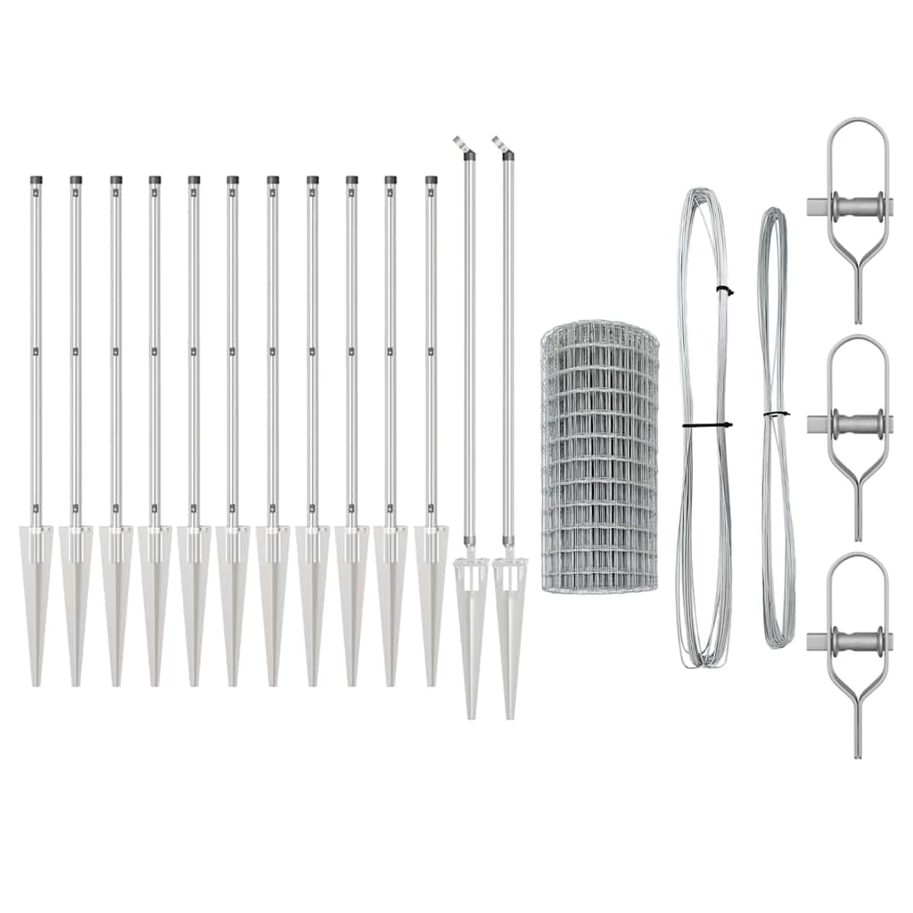 vidaXL Euro Fence με 13 Στερέωσεις Σφήνας 1x25 μ Γαλβανισμένος Χάλυβας