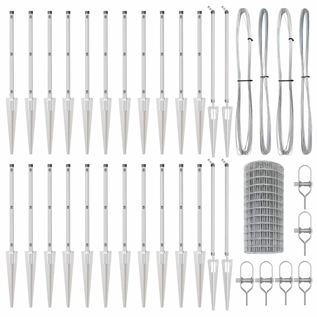 vidaXL Ευρωπαϊκή Περίφραξη με 13 Σφυρήλατα Πόδια 0.4 x 50 μ από Γαλβανισμένο Ατσάλι