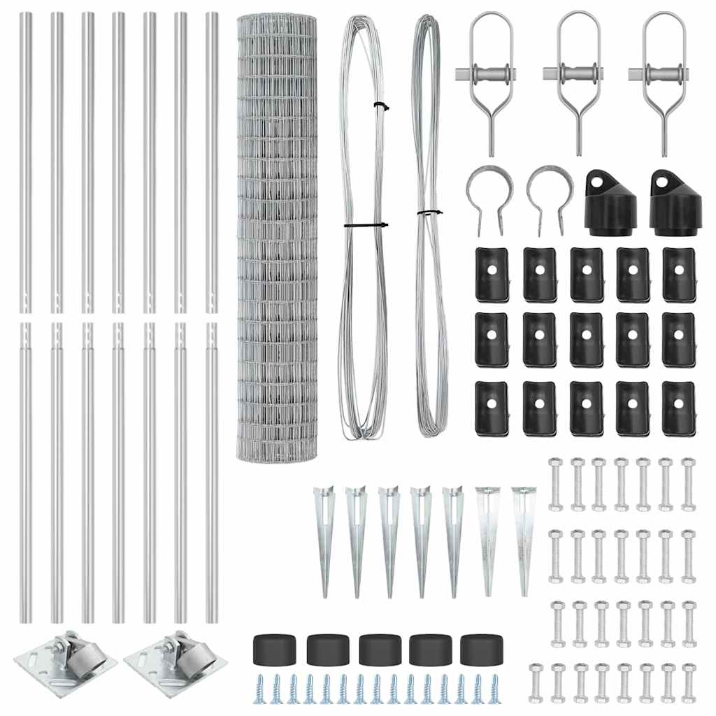 vidaXL Ευρωπαϊκός φράχτης με 7 αγκύλες 1.6x10 μ Γαλβανισμένος χάλυβας