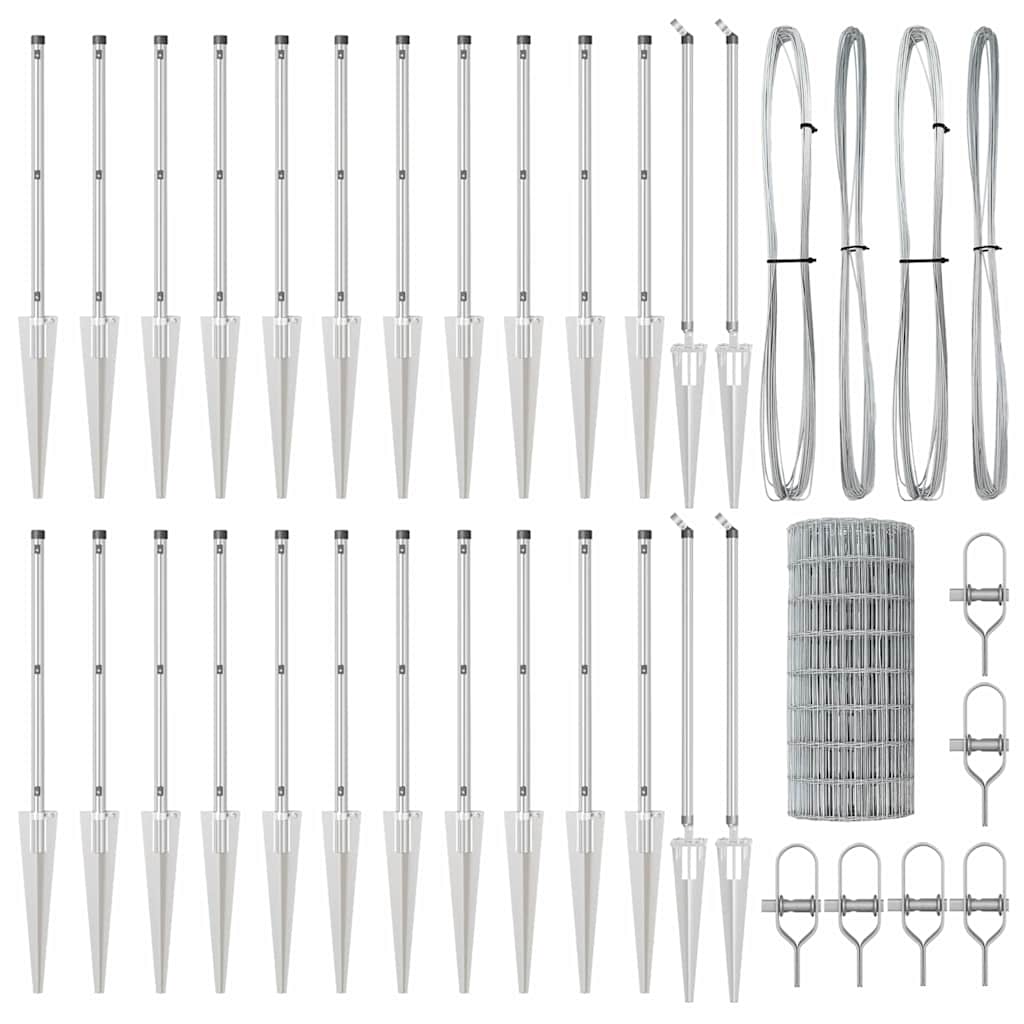 vidaXL Ευρωπαϊκός Φράχτης με 13 Μεταλλικές Αγκύρες 0.4x50 μ Γαλβανισμένο Ατσάλι