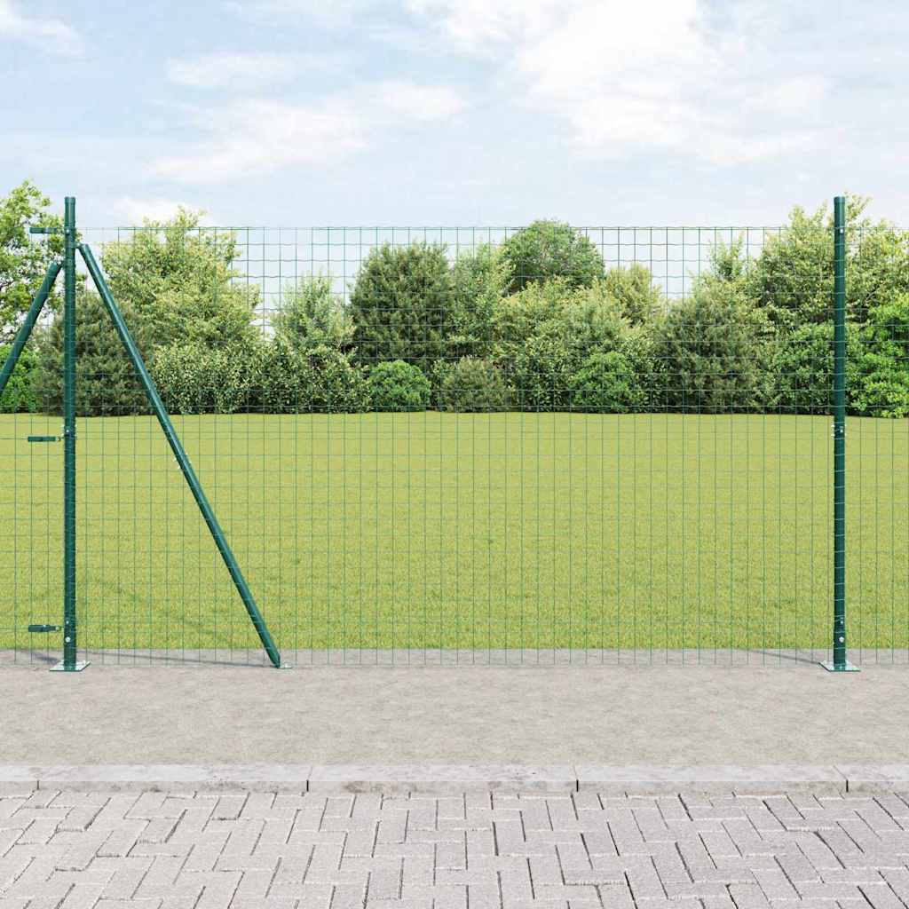 vidaXL Euro Fence με 7 φλαντζάτες κολώνες 1.4x10 μ Γαλβανισμένο Χάλυβα