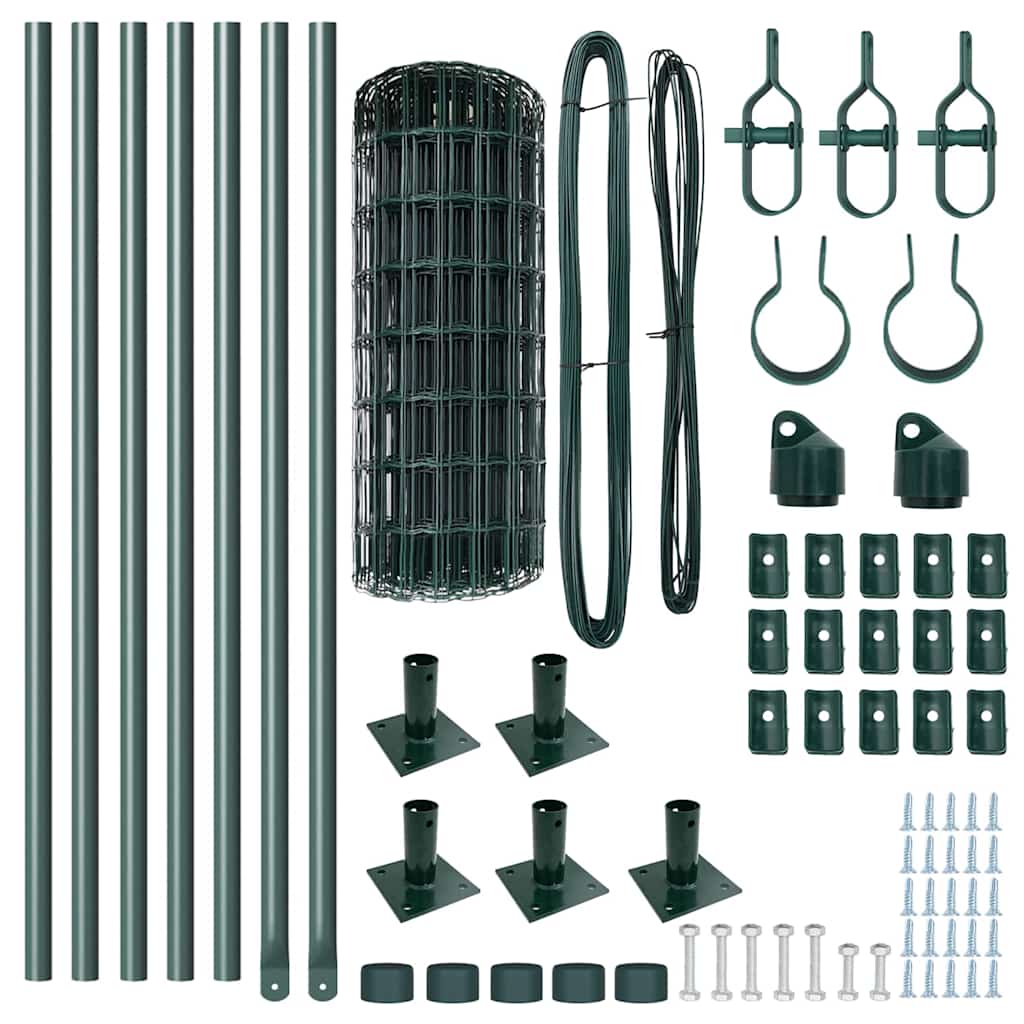 vidaXL Euro Fence με 7 Φλαντζωτούς Πόλους 0.4x10 μ Γαλβανισμένος Χάλυβας