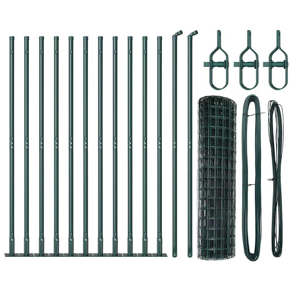 vidaXL Euro Fence με 13 Στηρέκια Φλάντζας 1x25 μ Γαλβανισμένο Ατσάλι