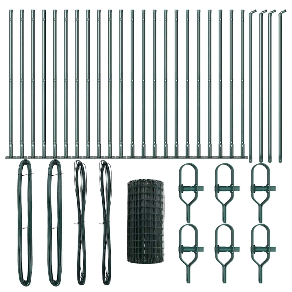 vidaXL Ευρωπαϊκός Φράχτης με 13 Φλαντζωτές Στήλες 0.6x50 μ Γαλβανισμένος Χάλυβας